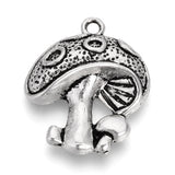 Tibetan Style Alloy Pendants, Mushroom, Cadmium Free & Lead Free, Antique Silver, 23x18.5x5mm, Hole: 1.5mm, 10pcs/Set