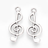 Tibetan Style Alloy Pendants, Musical Note, Cadmium Free & Lead Free, Antique Silver, 24.5x9.5x1.5mm, Hole: 2mm, 20pcs/Set