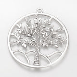 Tibetan Style Alloy Pendants, Cadmium Free & Lead Free, Ring with Tree of Life, Big Pendants, Antique Silver, 61x56.5x1.5mm, Hole: 3mm, 5pc/Set