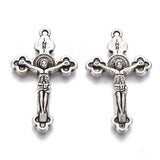 Easter Theme Tibetan Style Alloy Pendants, Cadmium Free & Lead Free, Crucifix Cross, Antique Silver, 38x22.5x5mm, Hole: 1.4mm, 10pc/Set