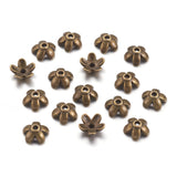 Tibetan Style  Zinc Alloy Bead Caps, Lead Free,Cadmium Free and Nickel Free, Flower, Antique Bronze Color, 6.5x3mm, Hole: 1mm, 100pcs/Set