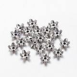 Tibetan Style  Zinc Alloy Bead Caps, Lead Free,Cadmium Free and Nickel Free, Flower, Antique Silver Color, 6.5x3mm, Hole: 1mm, 100pc/Set