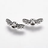 Tibetan Style Alloy Fairy Wing Beads, for Vintage Jewelry Making, Cadmium Free & Lead Free, Antique Silver, 4.5x14x3.5mm, Hole: 1.5mm, 40pcs/Set