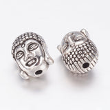 Tibetan Style Alloy Beads, for Vintage Jewelry Making Supplies, Lead Free & Nickel Free, Buddha Head, Antique Silver, 11x9x8mm, Hole:1.5mm, 10pc/Set