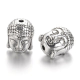 Antique Silver Tibetan Style Buddha Head Alloy Beads, Lead Free, 11x9x8mm, Hole:1.5mm, 20pc/Set