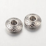 Tibetan Style Alloy Spacer Beads, Lead Free & Cadmium Free, Flat Round, Platinum, 8x3mm, Hole: 2.5mm, 50pc/Set