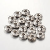 Tibetan Style Alloy Spacer Beads, Lead Free & Cadmium Free, Flat Round, Platinum, 8x3mm, Hole: 2.5mm, 50pc/Set