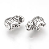 Tibetan Style Alloy Beads, Elephant, Cadmium Free & Lead Free, Antique Silver, 12.5x8x5mm, Hole: 1mm, 20pc/Set