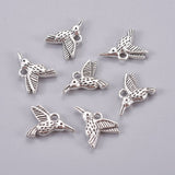 Tibetan Style Alloy Hummingbird Charms Pendants, Cadmium Free & Lead Free, Antique Silver, 12x17x3mm, Hole: 2mm, 20pcs/Set