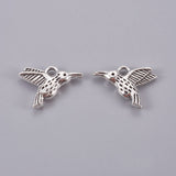 Tibetan Style Alloy Hummingbird Charms Pendants, Cadmium Free & Lead Free, Antique Silver, 12x17x3mm, Hole: 2mm, 20pcs/Set