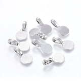 Tibetan Style Alloy Glue On Flat Pad Pendant Bails, Flat Round, Cadmium Free & Lead Free, Antique Silver, 18x10x5.5mm, Hole: 6x3.5mm, 20pc/Set