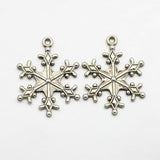 Zinc Tibetan Style Alloy Pendants, Snowflake Pendants, Charms for Christmas Day Gift Making, Lead Free and Cadmium Free, Antique Silver, about 29mm long, 22mm wide, 3mm thick, hole: 2mm, 10pc/Set