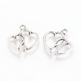 Tibetan Style Alloy Pendants, Cadmium Free & Nickel Free & Lead Free, Heart, Antique Silver, 20x19x2mm, Hole: 2mm, 20pc/Set