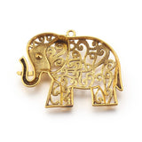 Tibetan Style Alloy Big Pendants, Lead Free & Nickel Free & Cadmium Free, Elephant, Antique Golden, 64.5x49x9mm, Hole: 3mm, 2pc/Set