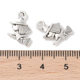 Tibetan Style Pendants, Lead Free & Nickel Free, Witch, for Halloween, Antique Silver, 13x11x3mm, Hole: 2mm, 50pc/Set