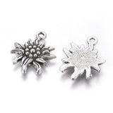 Tibetan Style Alloy Pendants, Cadmium Free & Nickel Free & Lead Free, Edelweiss, Antique Silver, 21x16x2.5mm, Hole: 1mm, 20pc/Set