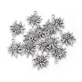 Tibetan Style Alloy Pendants, Cadmium Free & Nickel Free & Lead Free, Edelweiss, Antique Silver, 21x16x2.5mm, Hole: 1mm, 20pc/Set