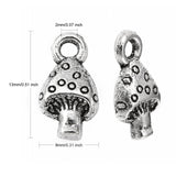 Tibetan Style Alloy Pendants, Lead Free & Cadmium Free, Mushroom, Antique Silver, 13x8mm, Hole: 2mm, 50pc/Set