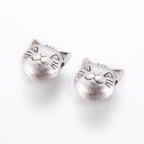 Tibetan Style Alloy Kitten Beads, Cat Head, Cadmium Free & Nickel Free & Lead Free, Antique Silver, 8x8x5mm, Hole: 2mm, 50pc/Set