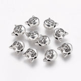 Tibetan Style Antique Silver Cat Head Alloy Beads, Lead Free & Cadmium Free, 8x8x5mm, Hole: 2mm, 20pc/Set