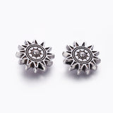 Tibetan Style Alloy Sun Beads, Cadmium Free & Nickel Free & Lead Free, Antique Silver, 17x6mm, Hole: 2mm, 10pc/Set