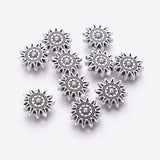 Tibetan Style Alloy Sun Beads, Cadmium Free & Nickel Free & Lead Free, Antique Silver, 17x6mm, Hole: 2mm, 10pc/Set