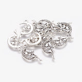 Tibetan Style Alloy Moon with Fairy Pendants, Halloween, Cadmium Free & Lead Free, Antique Silver, 25.4x14x2mm, Hole: 2mm, 20pcs/Set