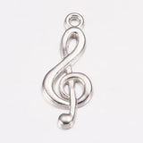 Tibetan Style Alloy Treble Clef Pendants, Cadmium Free & Lead Free, Musical Note, Antique Silver, 26x10x2mm, Hole: 2mm, 20pc/Set