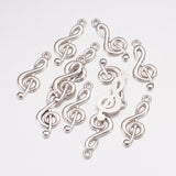 Tibetan Style Alloy Treble Clef Pendants, Cadmium Free & Lead Free, Musical Note, Antique Silver, 26x10x2mm, Hole: 2mm, 20pc/Set