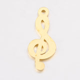 Tibetan Style Alloy Treble Clef Pendants, Cadmium Free & Lead Free, Musical Note, Golden, 26x10x2mm, Hole: 2mm, 20pc/Set