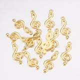 Tibetan Style Alloy Treble Clef Pendants, Cadmium Free & Lead Free, Musical Note, Golden, 26x10x2mm, Hole: 2mm, 20pc/Set