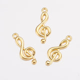 Tibetan Style Alloy Treble Clef Pendants, Cadmium Free & Lead Free, Musical Note, Golden, 26x10x2mm, Hole: 2mm, 20pc/Set