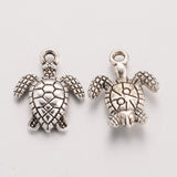 Tibetan Style Zinc Alloy Charms, Cadmium Free & Lead Free, Sea Turtle, Antique Silver, 16x12.5x3mm, Hole: 2mm, 100pcs/Set