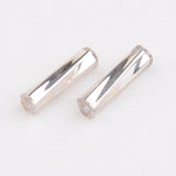 Glass Twist Bugles Seed Beads, Silver Lined, White, about 6mm long, 1.8mm in diameter, hole: 0.6mm, 1250pcs/50g