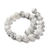 1 Strand White Round Natural Howlite Beads Strands, 8mm, Hole: 1mm, about 24pcs/strand, 7.6 inch