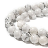 1 Strand White Round Natural Howlite Beads Strands, 8mm, Hole: 1mm, about 24pcs/strand, 7.6 inch