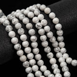 1 Strand White Round Natural Howlite Beads Strands, 8mm, Hole: 1mm, about 24pcs/strand, 7.6 inch