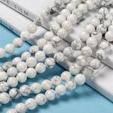 1 Strand White Round Natural Howlite Beads Strands, 8mm, Hole: 1mm, about 24pcs/strand, 7.6 inch