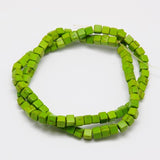 Synthetic Turquoise Beads Strands, Dyed, Cube, Yellow Green, 4x4x4mm, Hole: 1mm, about 95pcs/strand, 15.75 inch