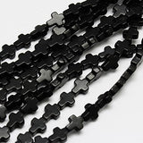 1 Strand Dyed Black Synthetic Turquoise Cross Beads Strands, 10x8x3mm, Hole: 1mm, about 38pcs/strand, 15 inch