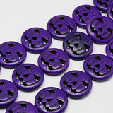 Synthetic Turquoise Beads Strands, Dyed, Halloween Pumpkin Jack-O'-Lantern Jack o Lantern, Indigo, 15x3.5mm, Hole: 1mm, about 27pcs/strand, 15.35 inch