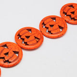 Synthetic Turquoise Beads Strands, Dyed, Halloween Pumpkin Jack-O'-Lantern Jack o Lantern, Orange Red, 15x3.5mm, Hole: 1mm, about 27pcs/strand, 15.35 inch