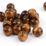 Natural Wood Beads, Bright Color, Round, Dyed, Saddle Brown, 8x7mm, Hole: 3mm, 200pc/Set