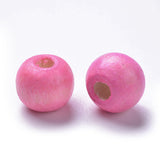 Dyed Natural Wood Beads, Round, Lead Free, Pink, 8x7mm, Hole: 3mm, 500pc/Set