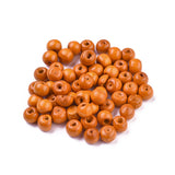 Dyed Natural Wood Beads, Round, Lead Free, Dark Orange, 8x7mm, Hole: 3mm, 500pc/Set