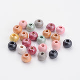 Round Natural Wood Beads, Dyed, Lead Free, Mixed Color, 5~6x6~7mm, Hole: 2~3mm, 300pc/Set