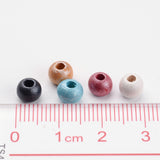 Round Natural Wood Beads, Dyed, Lead Free, Mixed Color, 5~6x6~7mm, Hole: 2~3mm, 300pc/Set