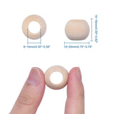 Unfinished Wood Beads, Natural Wooden Loose Beads Spacer Beads, Macrame Beads, Large Hole Beads, Round, Antique White, 19~20x15~16mm, Hole: 9~10mm, 50pc/Set