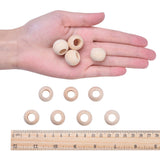 Unfinished Wood Beads, Natural Wooden Loose Beads Spacer Beads, Macrame Beads, Large Hole Beads, Round, Antique White, 19~20x15~16mm, Hole: 9~10mm, 50pc/Set