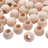 Unfinished Wood Beads, Natural Wooden Loose Beads Spacer Beads, Macrame Beads, Large Hole Beads, Round, Antique White, 19~20x15~16mm, Hole: 9~10mm, 50pc/Set